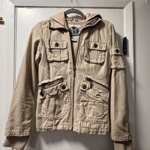 Tan Utility Jacket with Hood